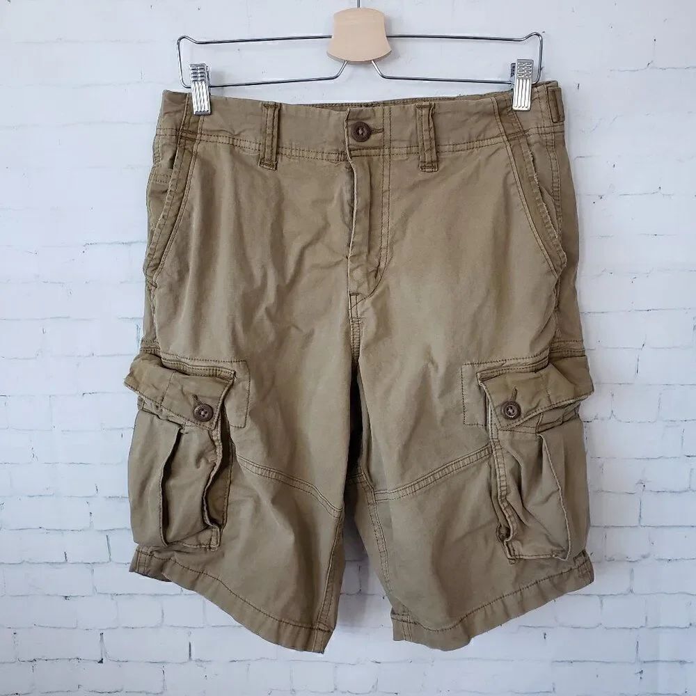 American Eagle Mens Cargo Shorts Size 30 Next Level Flex Longer Length Tan Brown